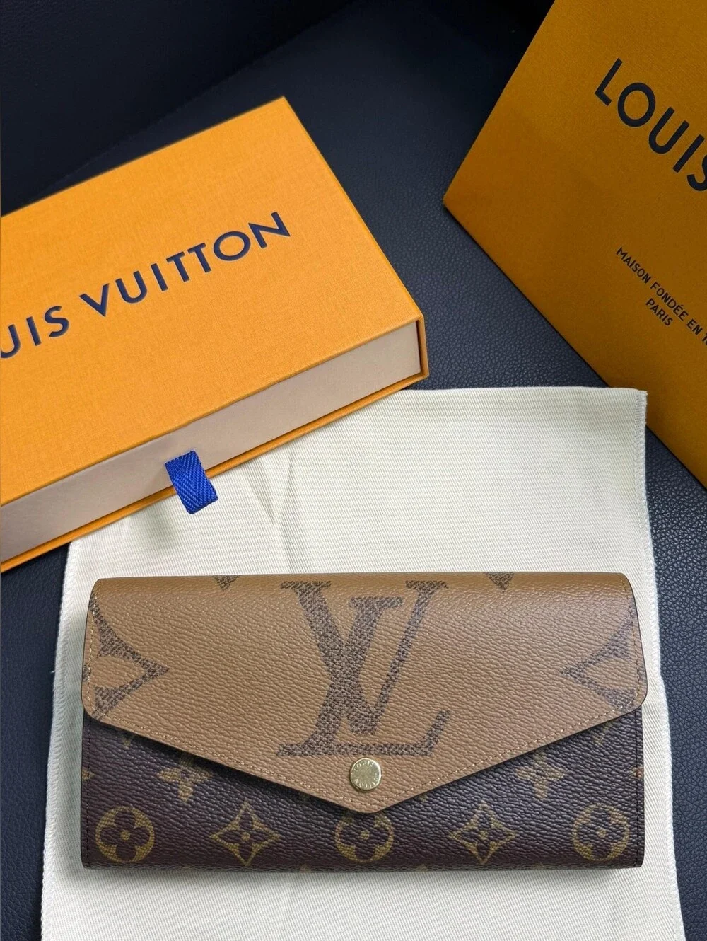 Louis Vuitton Monogram Sarah Wallet Brown and Tan